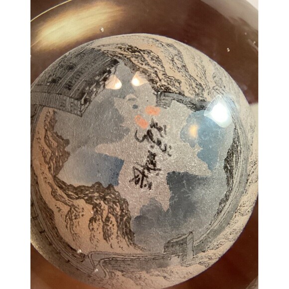 Reverse Painted Glass Sphere Ball Great Wall Of China Scene Hand Painted Signed - Picture 2 of 9